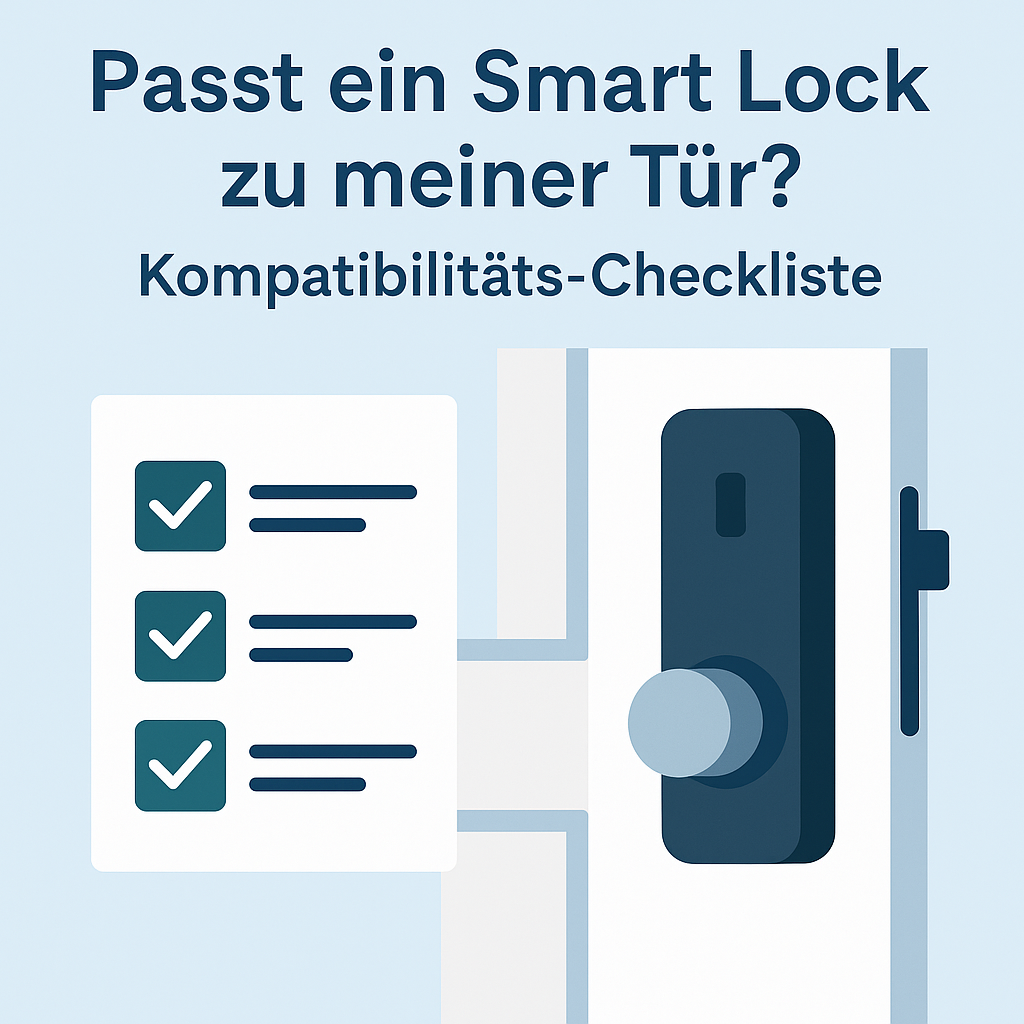 Illustration eines modernen Smart Locks an einer Haustür zur Darstellung der Kompatibilität von smarten Türschlössern